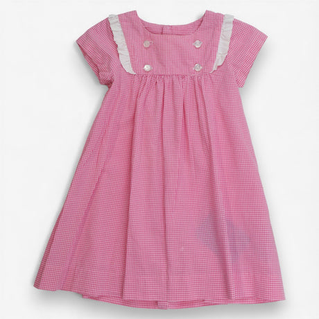 Dress Sleeveless Pink Gingham Anchor Buttons