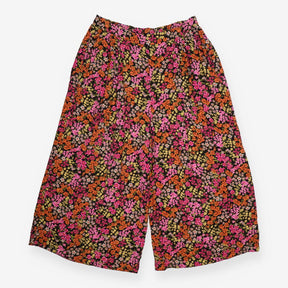 Floral Wide Leg Viscose Trousers Multicolour Black