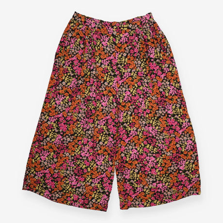 Floral Wide Leg Viscose Trousers Multicolour Black