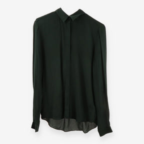 & Other Stories Green Silk Shirt – Long Sleeve, 10