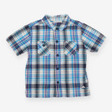 Shirt Short Sleeve Blue and Black Check