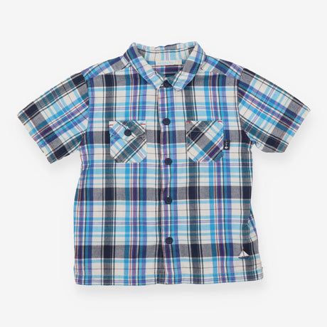 Shirt Short Sleeve Blue and Black Check