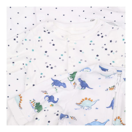 Sleepsuits White Stars and Dinosaurs