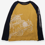 Yellow and navy land rover LS top