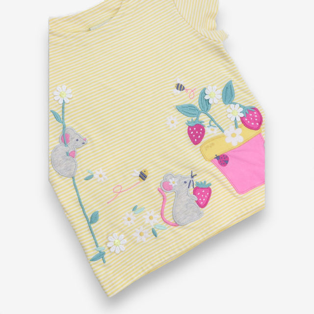 T-Shirt Yellow Striped Mouse Strawberry Pot
