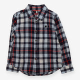 Shirt long sleeve check navy and red