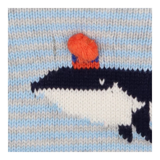Blue Striped Whales Knit Sweater