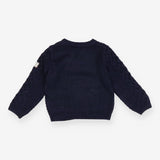 Sweater navy cable knit with buttons