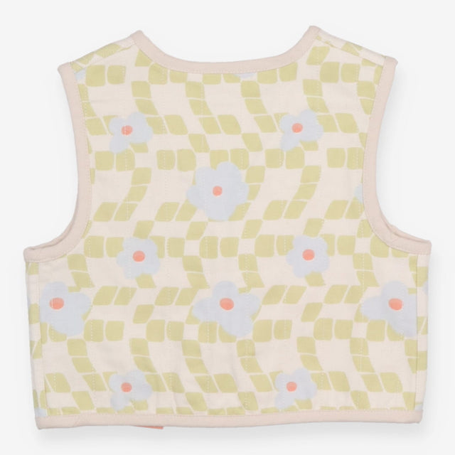 Gilet Green Checkerboard with Bow Detail