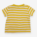 T-Shirt Yellow Stripe Happy Shark Applique