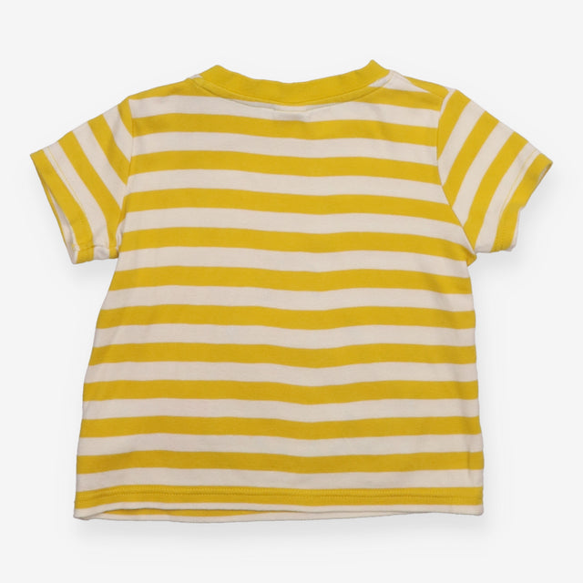 T-Shirt Yellow Stripe Happy Shark Applique