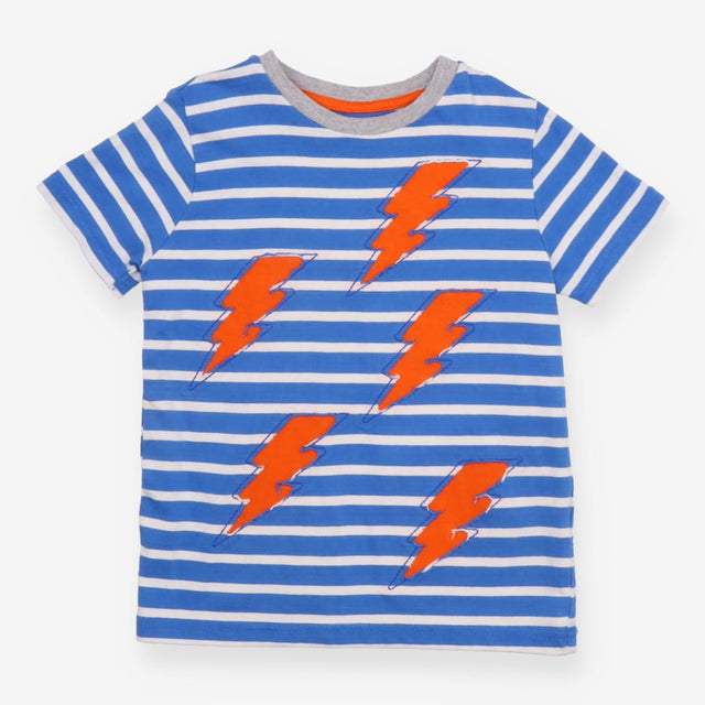 T-shirt blue and white stripes with orange lighten