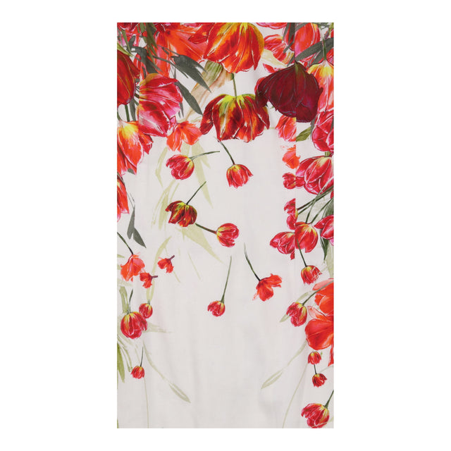 Ivory Red Tulip Floral Sleeveless Cotton Stretch P