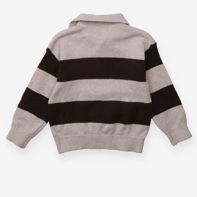 Grey and charcoal knit collared jumper
