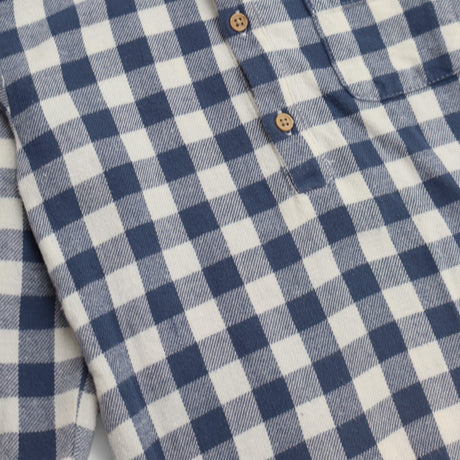 Shirt blue check flannel 1/2 buttons