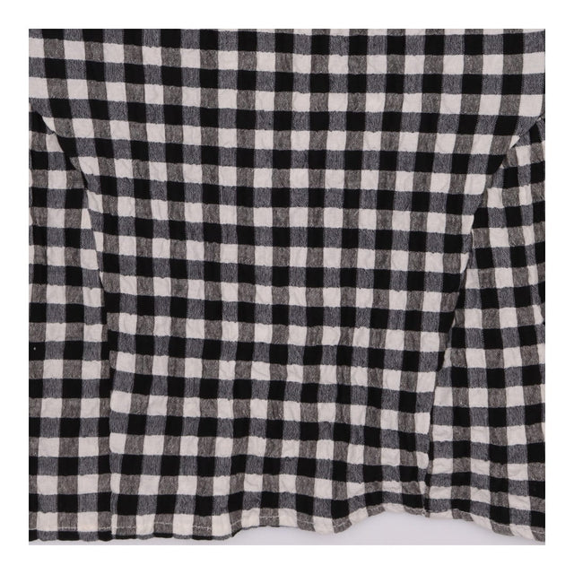 M&S Top Gingham Black White Square Neck Peplum