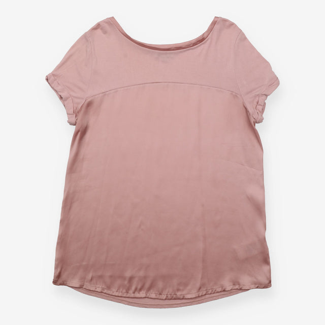 Pink Satin Front Panel Short Sleeve T-Shirt