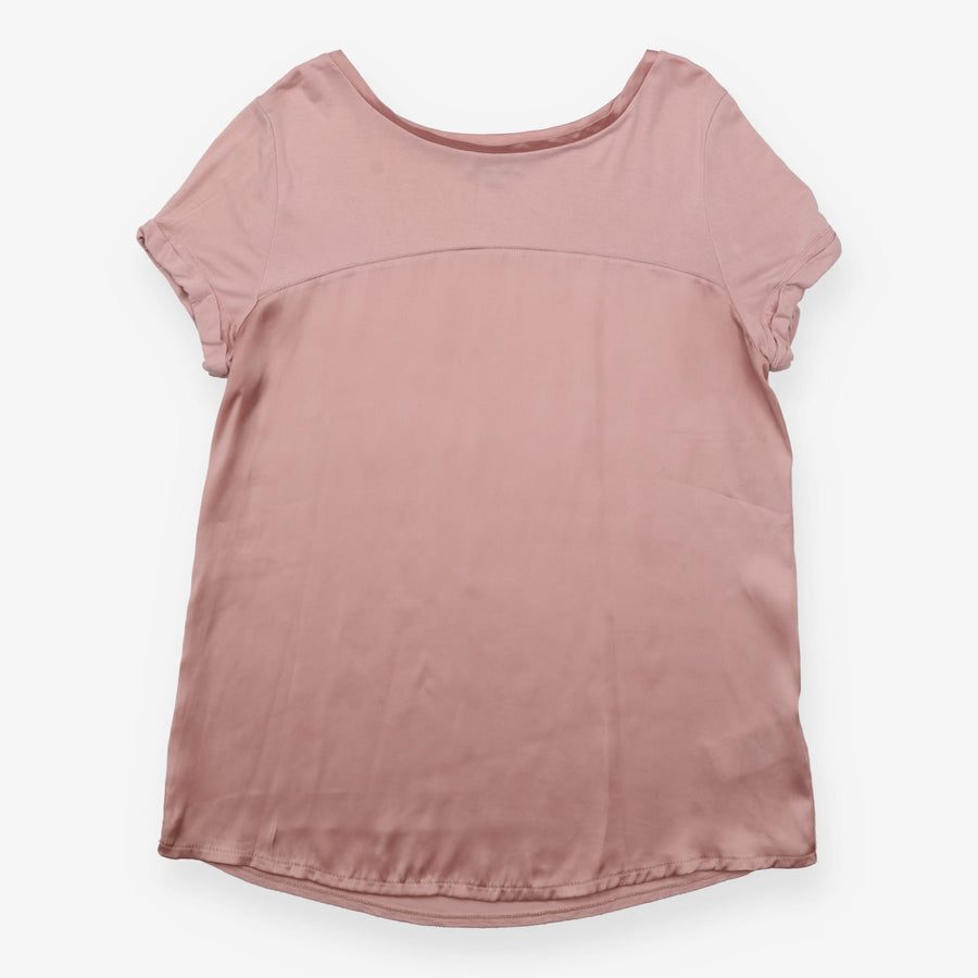 Pink Satin Front Panel Short Sleeve T-Shirt
