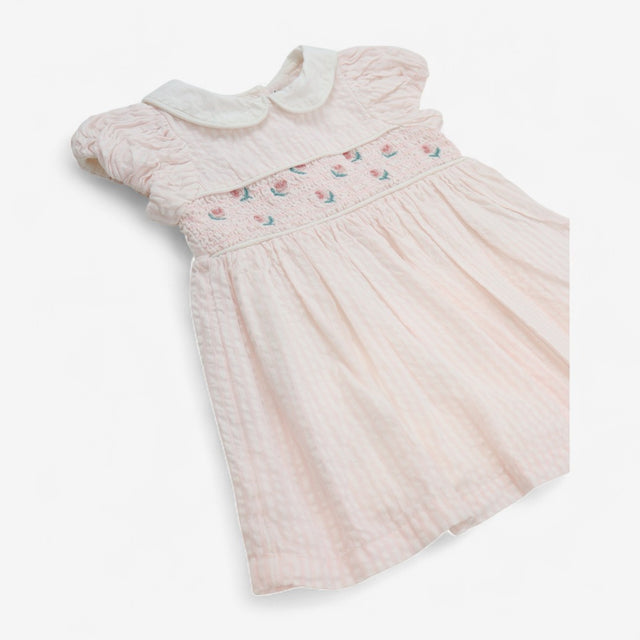 Dress Summer Pink Seersucker with Roses