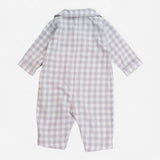 Pyjama onesie grey white check collar