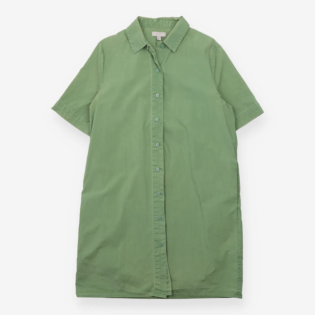 Green 100% Cotton Short Sleeve Shirt Dress