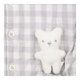 Sleepsuit Grey Check with Teddy in Pocket