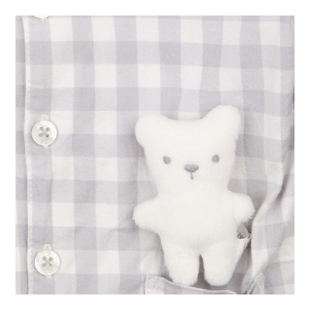 Sleepsuit Grey Check with Teddy in Pocket