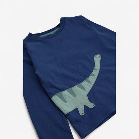 Blue LS tee green dino 