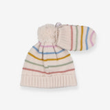 Rainbow stripe bobble hat and gloves