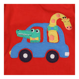 Raglan Red and Navy Croc and Giraffe Applique