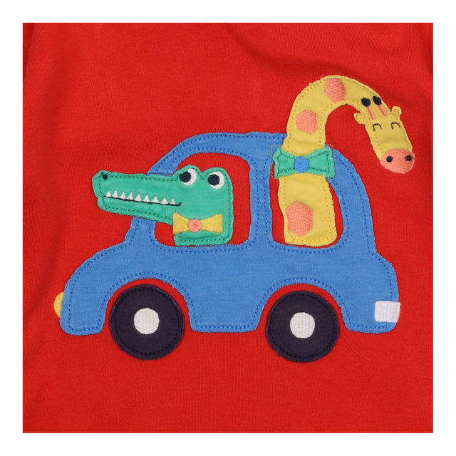 Raglan Red and Navy Croc and Giraffe Applique
