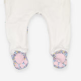 Ditsy bunny face applique sleepsuit