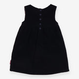 Black Cord Pinafore Floral Lined
