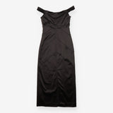 Whistles Black Satin Panelled Stitch Bodycon Midi 