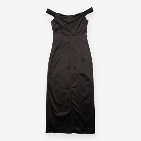 Whistles Black Satin Panelled Stitch Bodycon Midi 