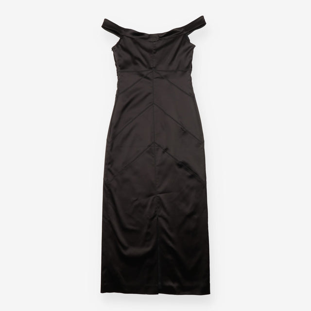 Whistles Black Satin Panelled Stitch Bodycon Midi 