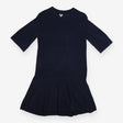 Knitted Midi Dress Navy Flared Hem Relaxed Fit