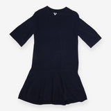 Knitted Midi Dress Navy Flared Hem Relaxed Fit
