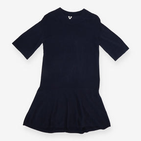 Knitted Midi Dress Navy Flared Hem Relaxed Fit