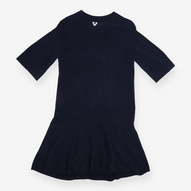 Knitted Midi Dress Navy Flared Hem Relaxed Fit
