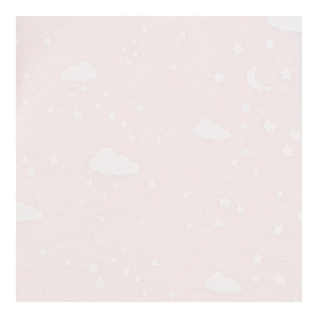 Sleepsuit pink with night sky clouds stars moons