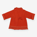 Jacket Wool Orange with Flower Appliques