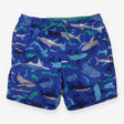 Swim shorts blue sharks with green drawstrings