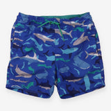 Swim shorts blue sharks with green drawstrings