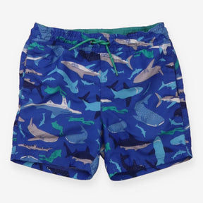 Swim shorts blue sharks with green drawstrings