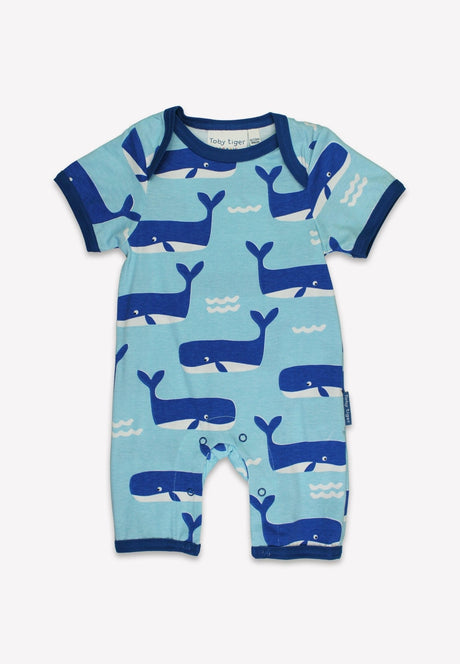 Organic Whale Waves Print Romper