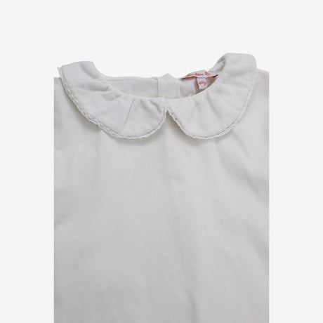 T-shirt l/s white collared button back
