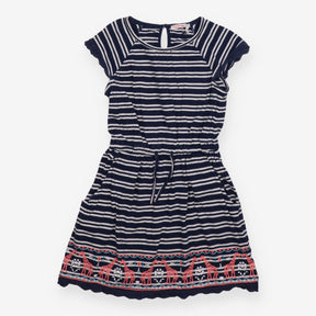 Dress white and navy stripe giraffe 