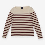Sweater boat neck with maroon stripe