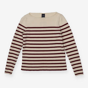 Sweater boat neck with maroon stripe